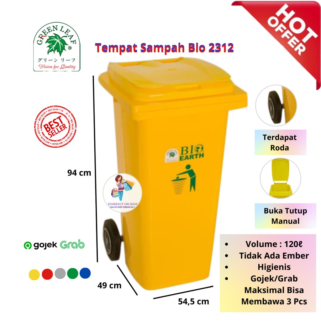 Tempat sampah BIO Dustbin 120 liter 2312 green leaf