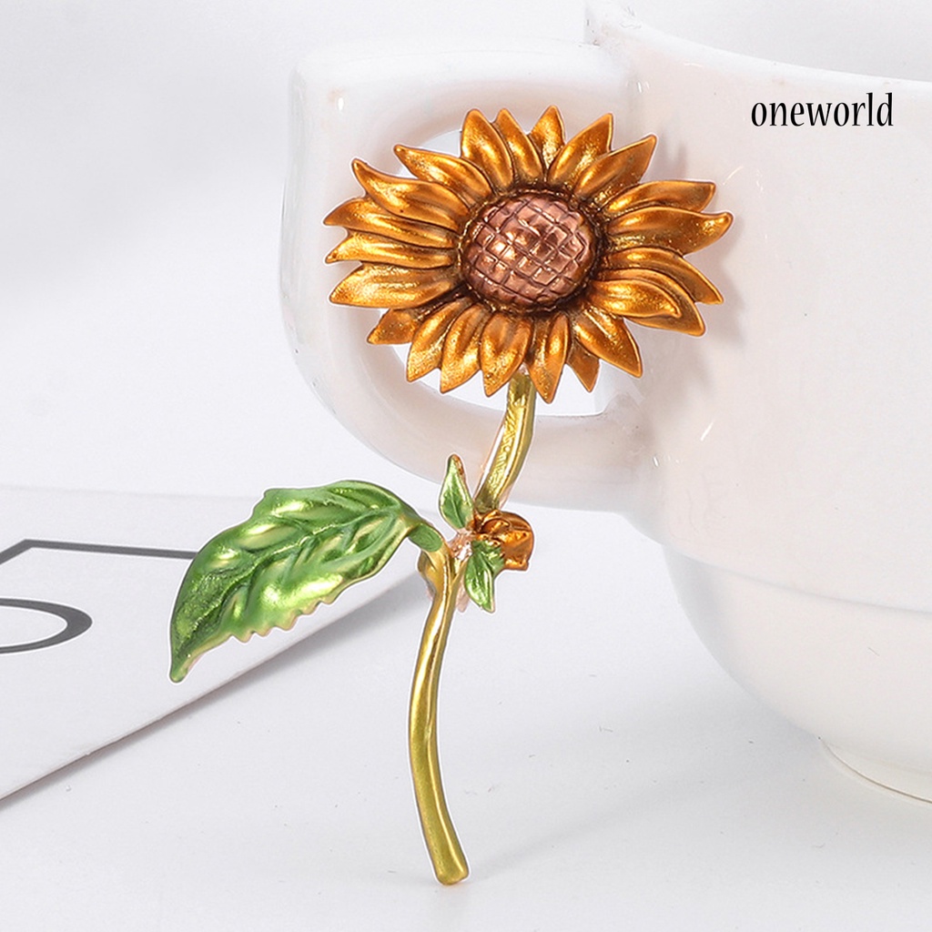 OW@ Summer Style Sunflower Shape Jewelry Gift Creative Brooch Pin for Party