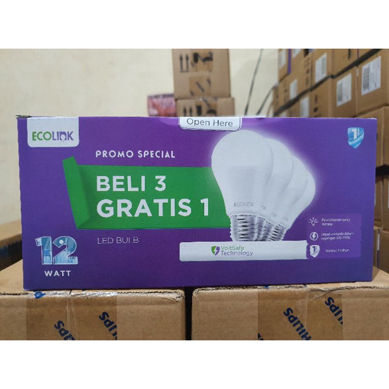 Lampu Paket ECOLINK LEDBulb MultiPack 12W 6500K (putih)