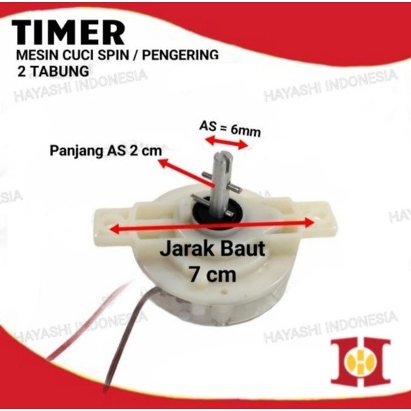 Timer Temer Soket Mesin Cuci Spin Pengering 2 Tabung 2 Kabel Pin Bulat