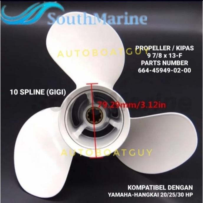 Propeller Baling Kipas Mesin Tempel Yamaha 20 - 25 -30 Pk Hp