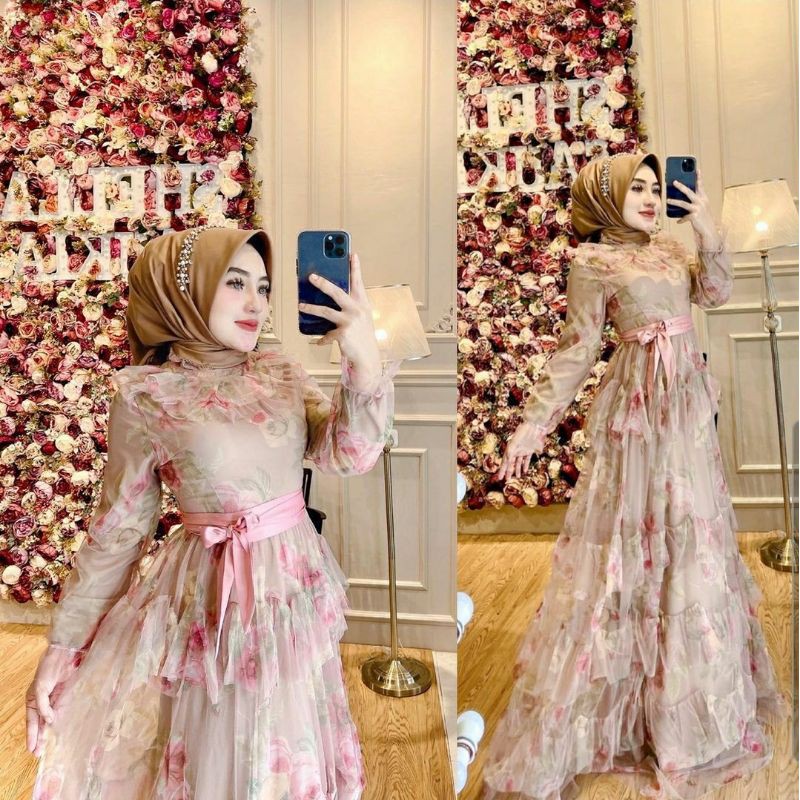 [GRIYA HAPSARI] NEW & Original SHELLASAUKIA Gamis/Gaun Raya Collection 2021 size L  Dress Pesta