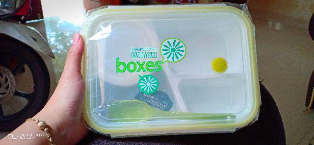 Tempat Makan Yooyee 415  Lunch Box Pink Grren Blue / Kotak Bekal 4 Sekat