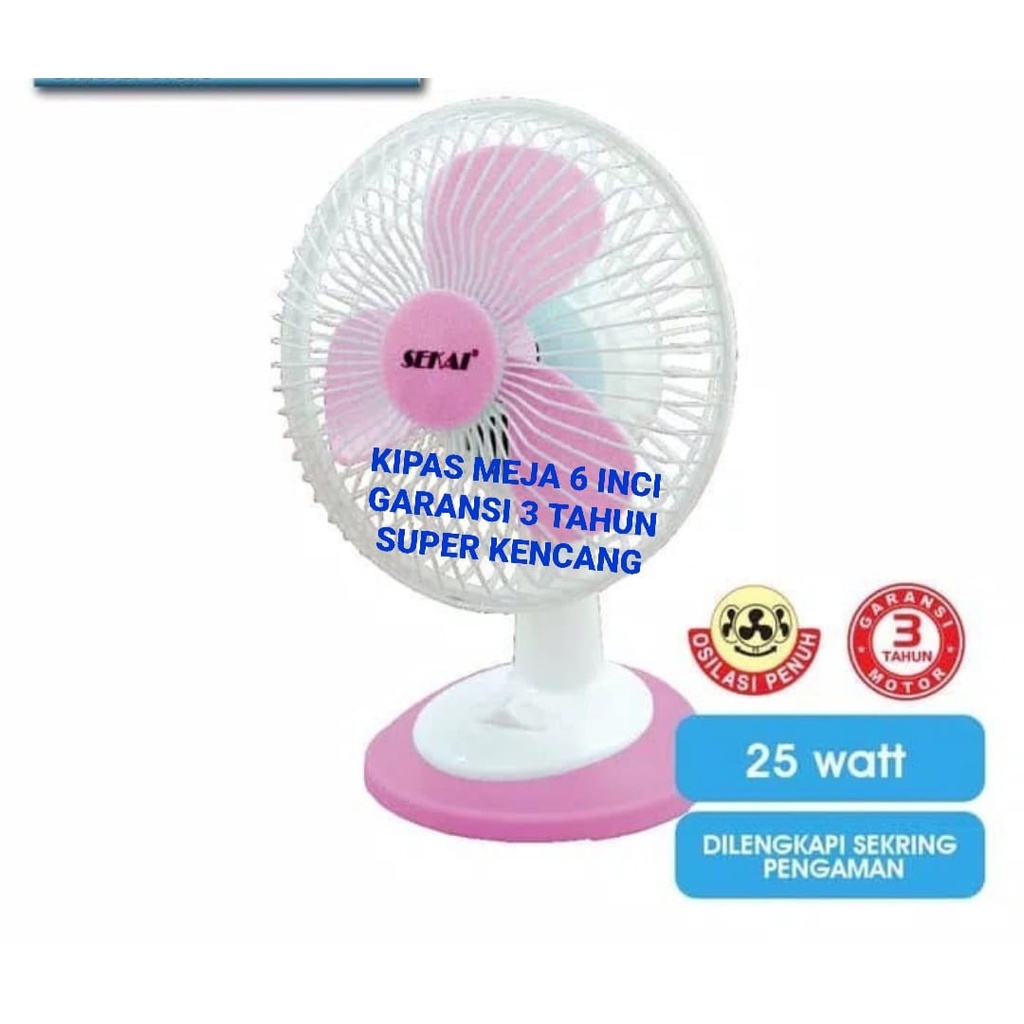 G58 SEKAI DESK FAN KIPAS ANGIN MEJA 6 INCI TABLE DUDUK PENDINGIN COOLING UDARA 25 WATT CEPAT PUTARAN DIJAMIN KENCANG MESKIPUN KECIL SANGAT HEMAT ENERGI DAN TIDAK BERISIK SERTA DILENGKAPI DENGAN SEKRINGHARGA TERJANGKAU TETAPI TETAP BERKHUALITAS