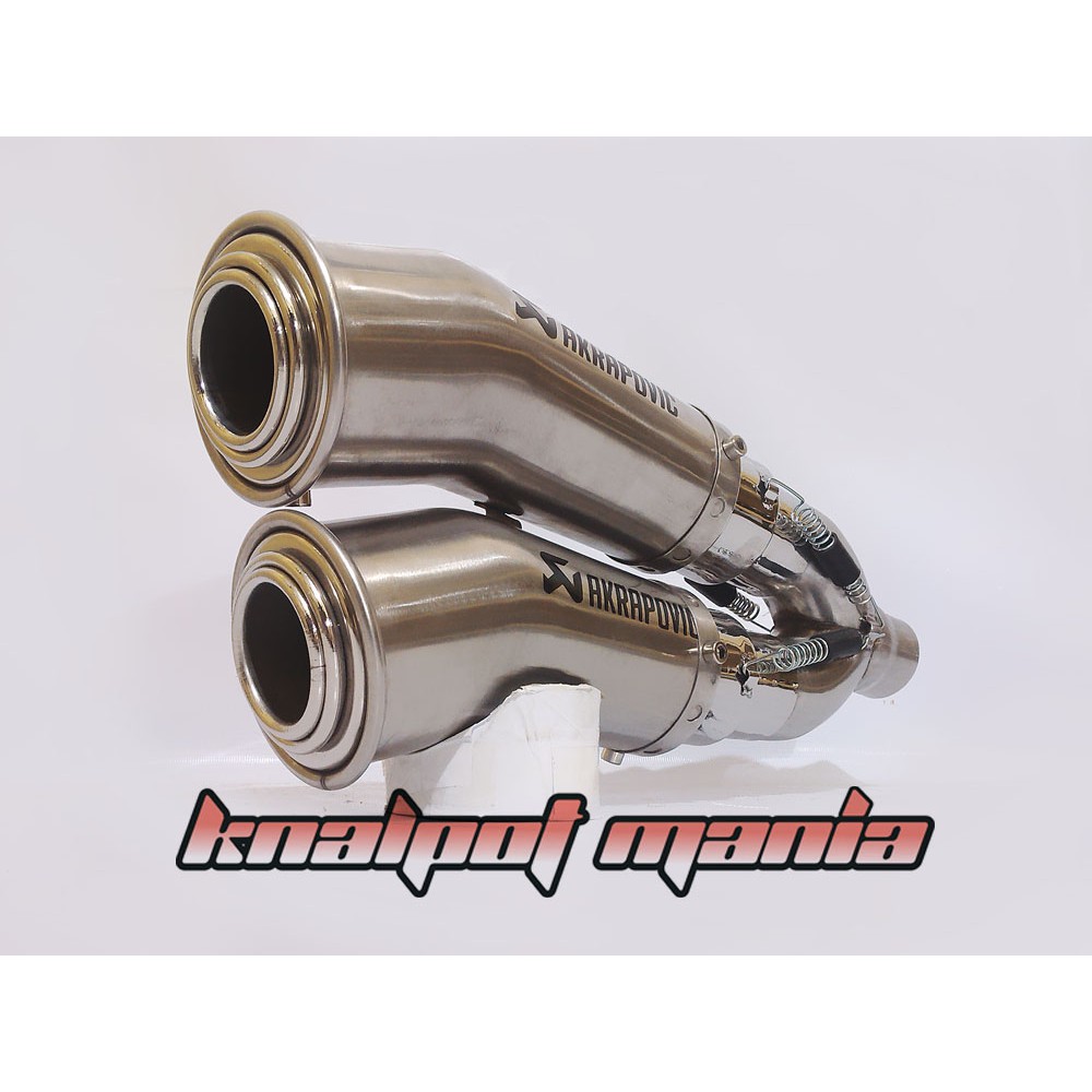 knalpot akrapovic megaphone double slip on ninja 250,z250,z250sl,ninja mono,r25,mt25,cbr 250,cbr 150