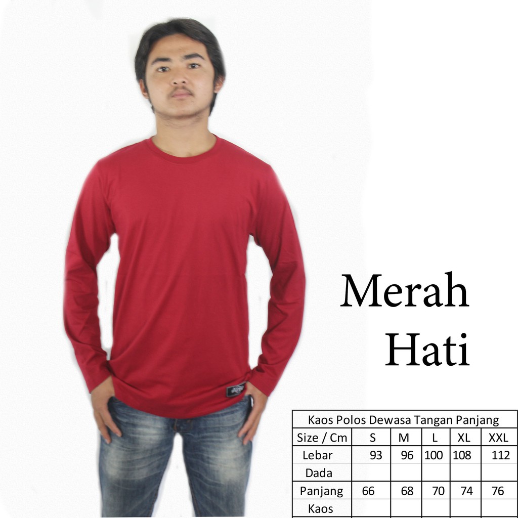 KAOS POLOS DEWASA COWO PANJANG MERAH HATI