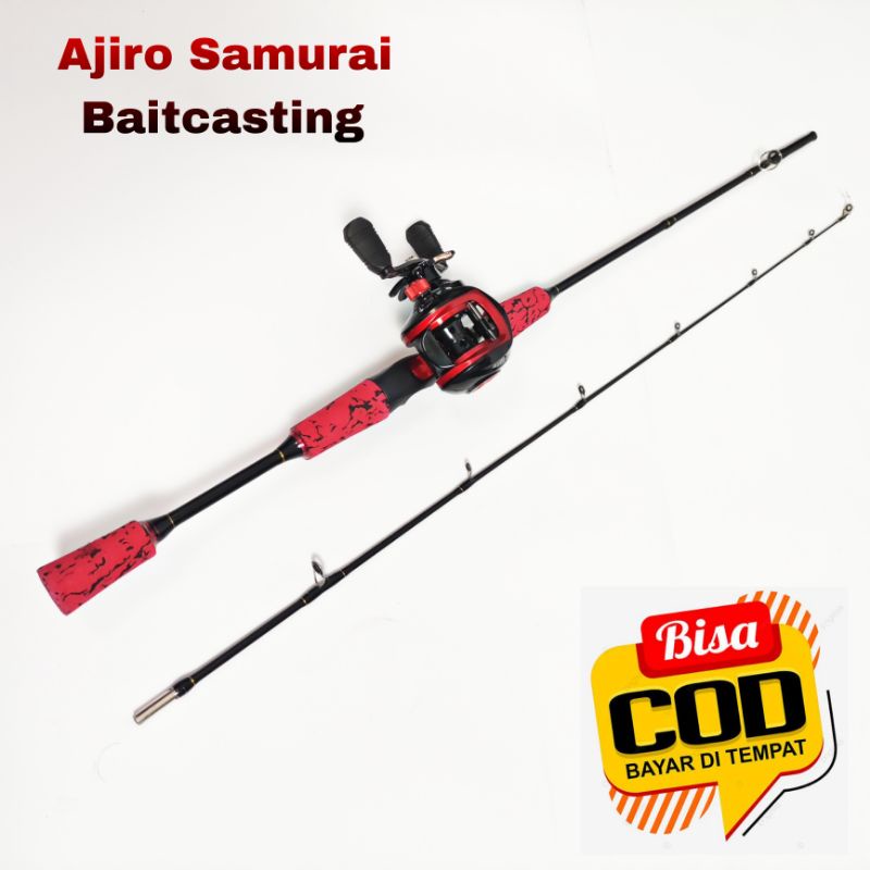 Satu set joran casting fiber solid padat murah ajiro samurai baitcasting 165 180 198 210 cm