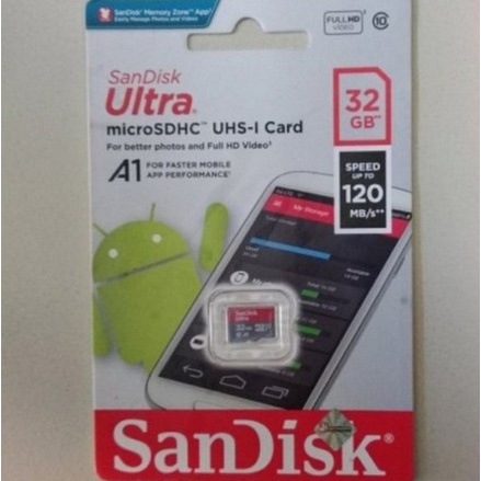 SANDISK ULTRA A1 MICRO SD 32 GB MEMORY CARD 120Mbps MEMORI HP MicroSD 32GB ORIGINAL