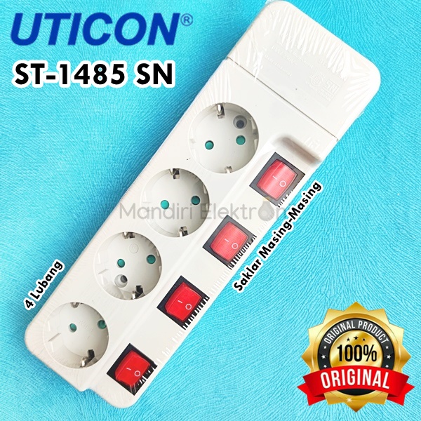 Stop Kontak 4 Lubang Dengan Saklar Masing2 Uticon ST1485 SN - Stopkontak Saklar Uticon 4 Lubang
