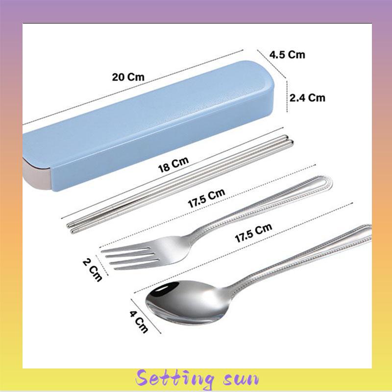 4PCS/ set Alat Makan Travel Korea Sumpit Portable Sendok Garpu Sumpit Stainless Steel 410 Include Kotak TN