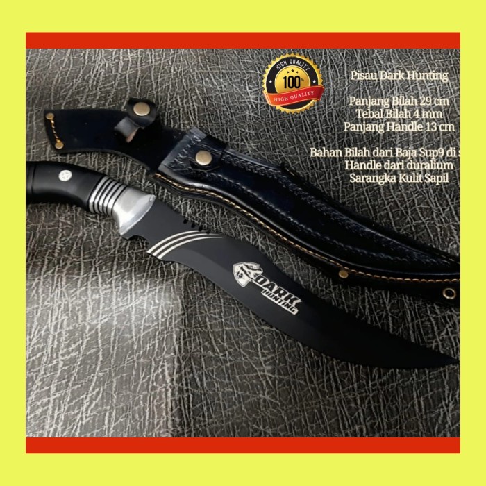 Pisau Seset Kulit - Pisau Sembelih/Pisau Seset Daging Sapi Dark Hunting Super Tajam -