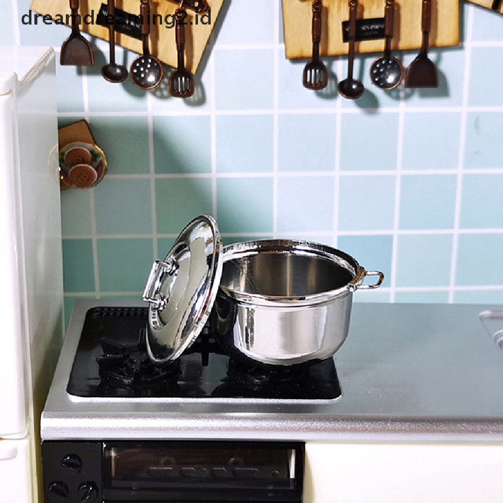 (Hot Style You Like) Miniatur Panci Casserole Skala 1: 12 Bahan Stainless Steel Untuk Rumah Boneka