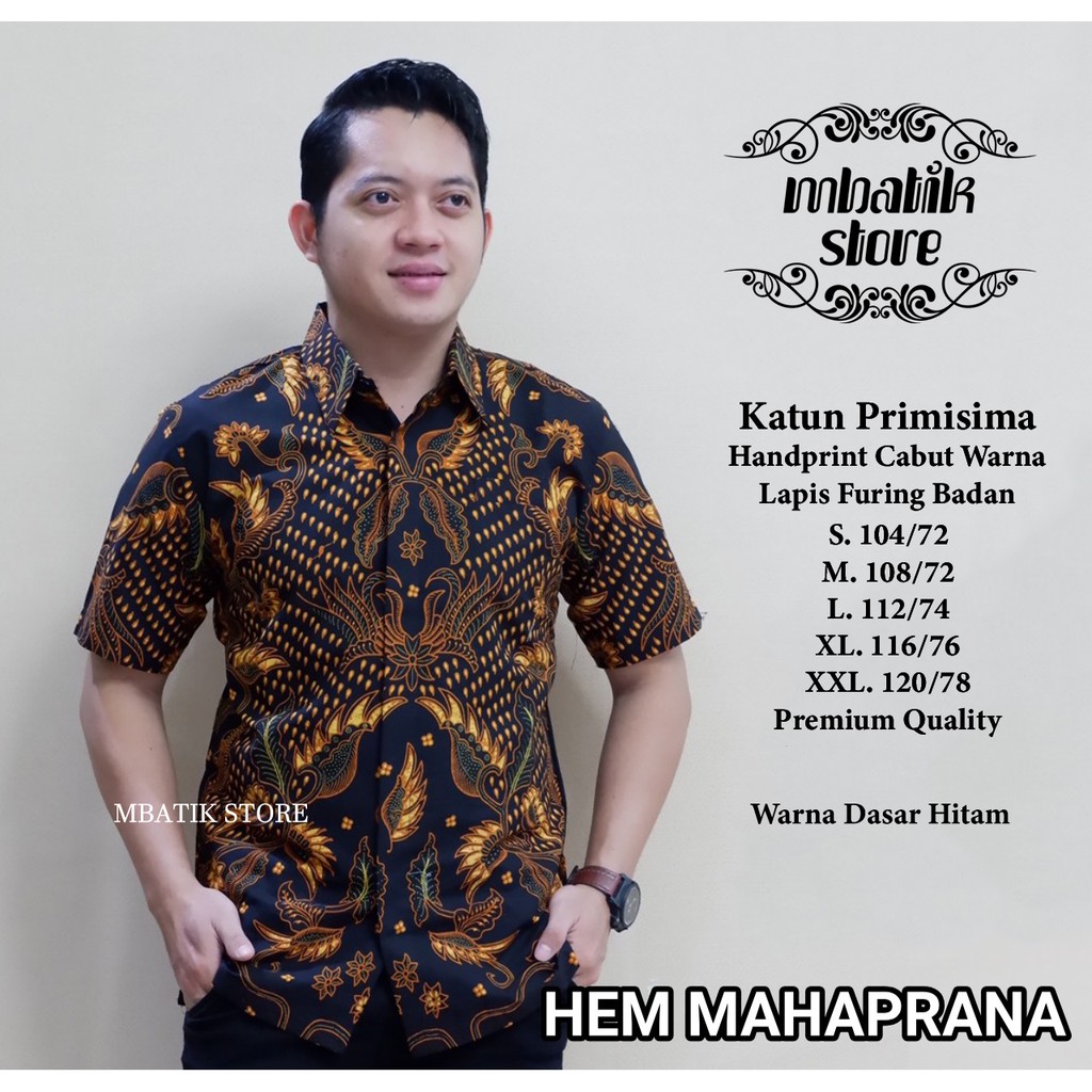 Mahaprana Kemeja Batik Pria Lengan Pendek Full Furing by Dewo