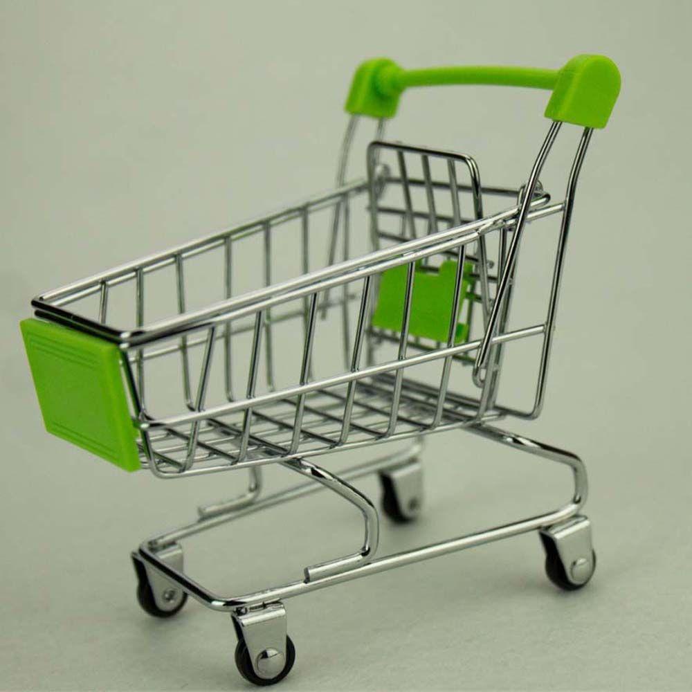 Mxbeauty Furniture Rumah Boneka Mini Anak Penyimpanan Mainan Keranjang Belanja Desktop Decor Pretend Play Toy Supermarket Handcart Trolley