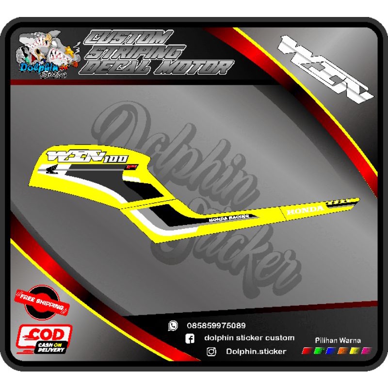 STRIPING HONDA WIN 100 VARIASI CUSTOM DESAIGN RACING YSS DECAL STICKER MOTOR CODE WINYSS001