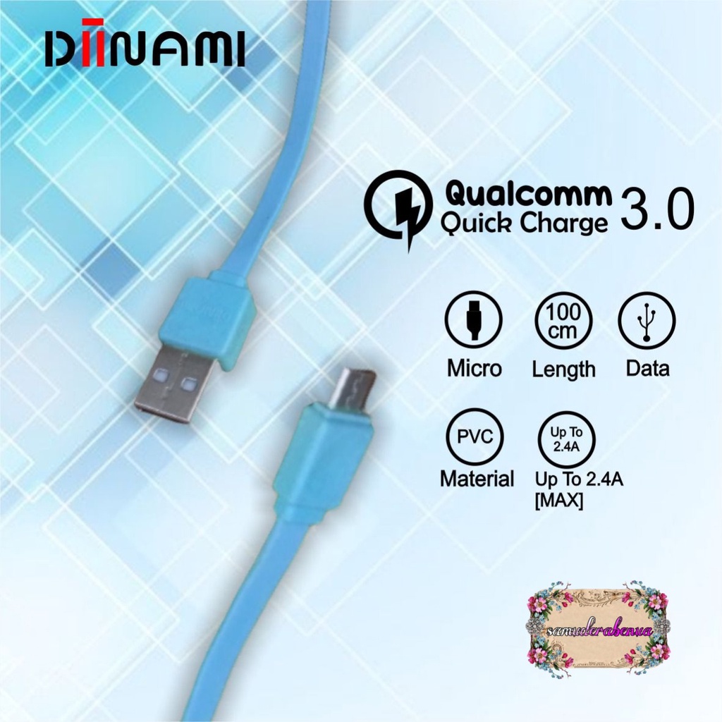 BM027 Kabel data pipih gepeng charger diinami 2.4A Micro iPhone tipe c usb fastcharcing SB2984