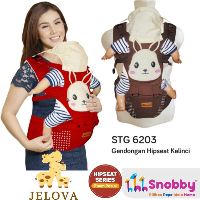 Gendongan Bayi Snobby Hipseat topi saku depan rabbit series / gendongan duduk