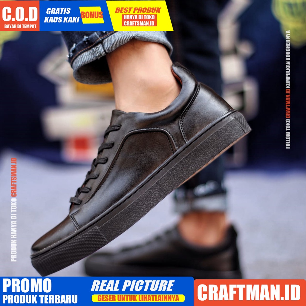 CRAFTS X KNOT Sepatu Kasual Pria Sepatu Pria Casual Kulit Pu Sepatu Casual Pria Cowo/Cowok Ori Sneaker Sepatu Kerja Kantor Kondangan Keren