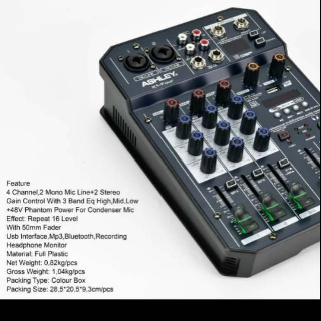 MIXER ASHLEY K1 FOUR/K1FOUR( 4 CHANNEL ) USB,BLUETOOTH-MP3-RECORDING