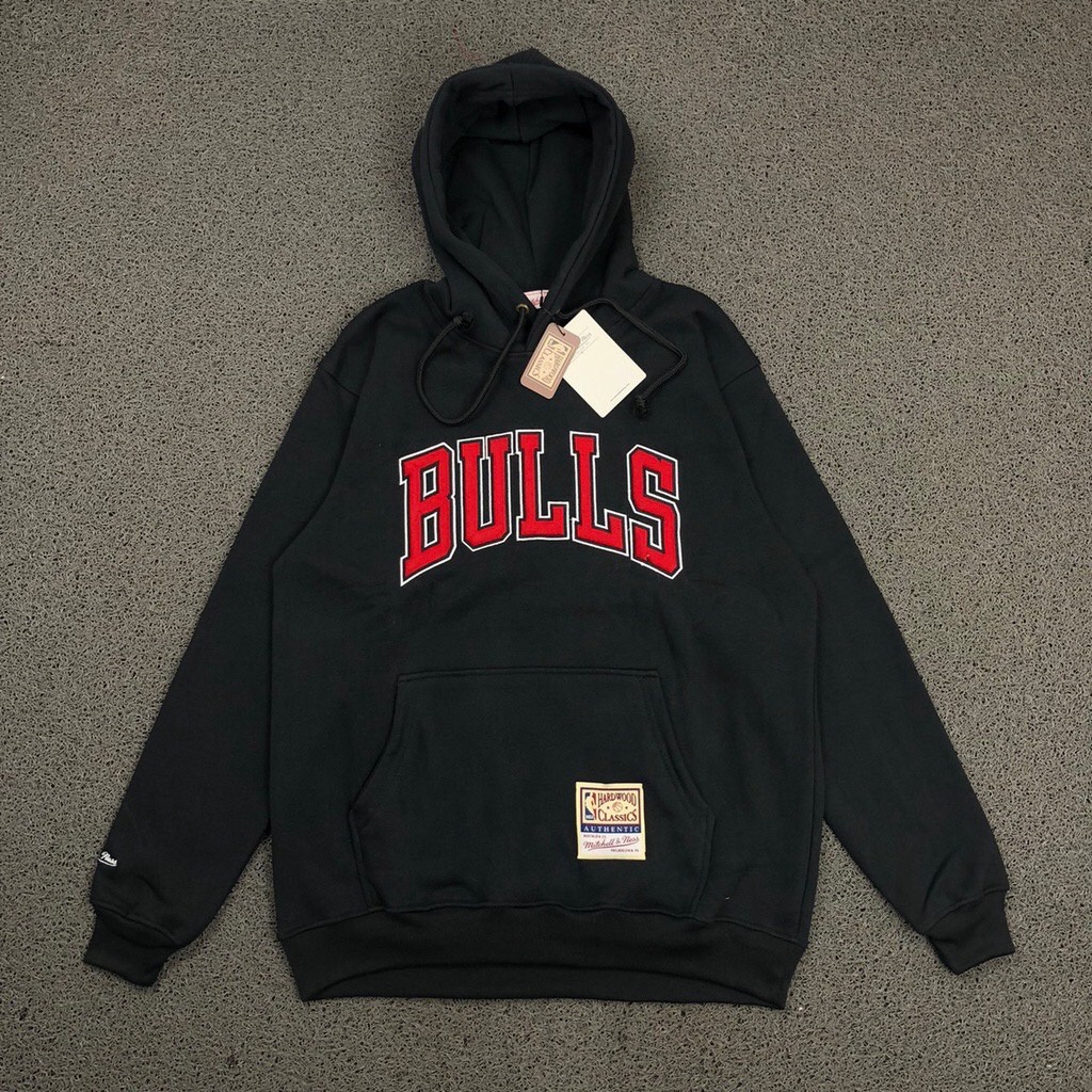 NEW SWEATER HOODIE AIR JORDAN X BULLS23 MITCHELL&NESS HITAM AUTHENTIC