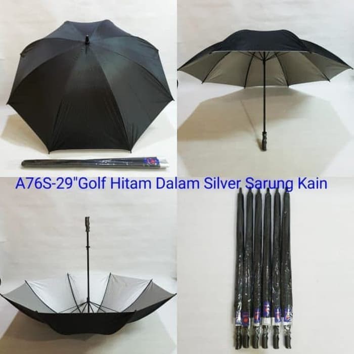 Payung Golf Panjang Hitam Polos