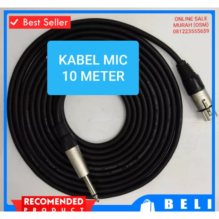 ORIGINAL Kabel microphone asli standart mikrophone cable mic ori mik dynamic meter wire tali  Spesifikasi Panjang +/- 10 meter Jack koneksi T/S male to XLR female Unbalanced Warna Hitam G625