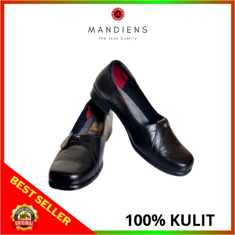 MANDIENS - Medali SJ105 Sepatu Kulit Wanita Sepatu Pantofel Kerja Sepatu Polwan Pdh Pdh Hitam Coklat