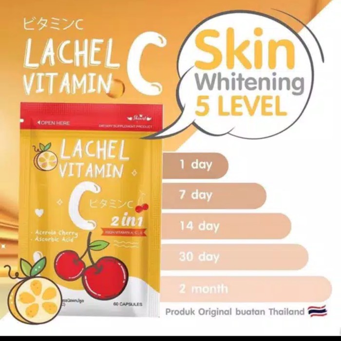 Lachel Vitamin C - 2 in 1 isi 60 KAPSUL 100% ORIGINAL THAILAND TERMURAH by Skinest