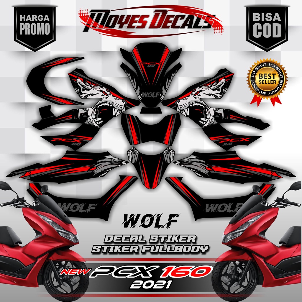 Decal New PCX 160 Decal Motor PCX 2021 Decal Honda PCX 160 2021 Full Body Wolf