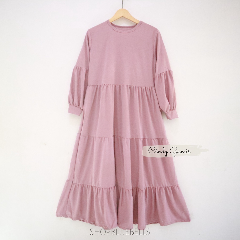 Lunara Maxy / Gamis Muslim Dropknit Susun Grosir Seragam Pengajian-Cindy - Pink