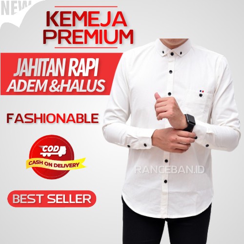Kemeja Putih Polos Pria Baju Kemeja Putih Pria Baju Hem Pria Lengan Panjang