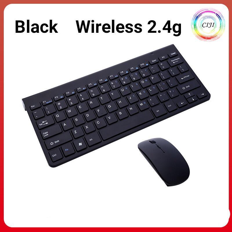 [ COD ] CIJI Paket Keyboard Wireless + Mouse Wireless Silent Desain Ultrathin Elegan-Hitam