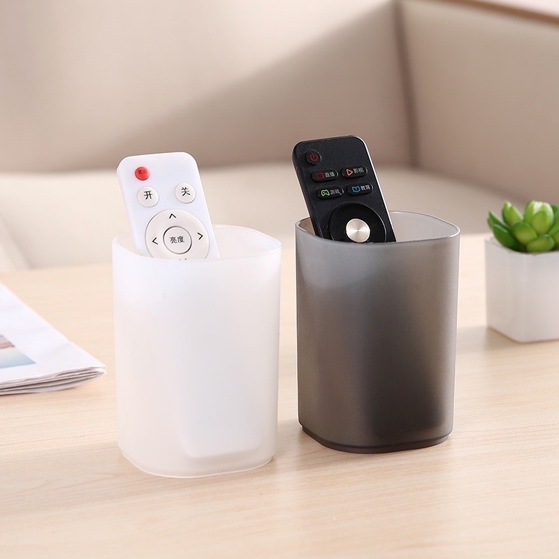 [1Pcs Simple Transparent Frosted Round Pen Holder] [Creative Student Desktop Finishing Storage Box]