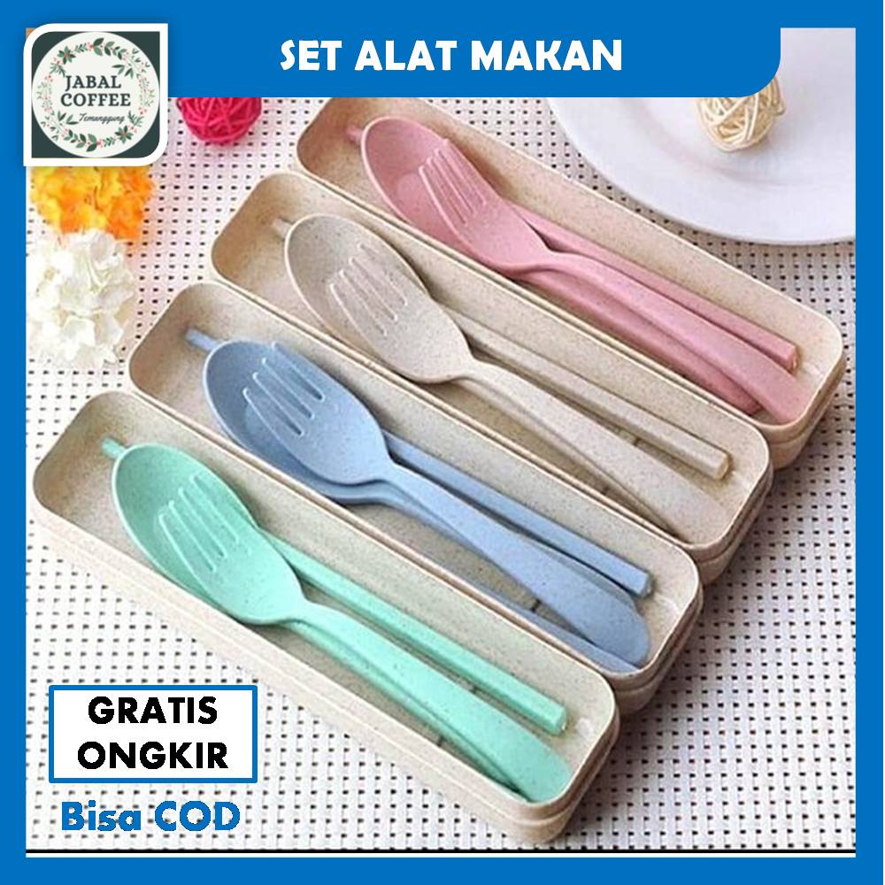 Sendok Garpu Sumpit Portable Set / Sendok Makan Jerami Set Portable Travelling / Alat Makan SetJ138