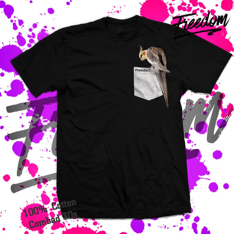 KAOS DISTRO  GAMBAR BURUNG COCKATIEL FALK POCKET
