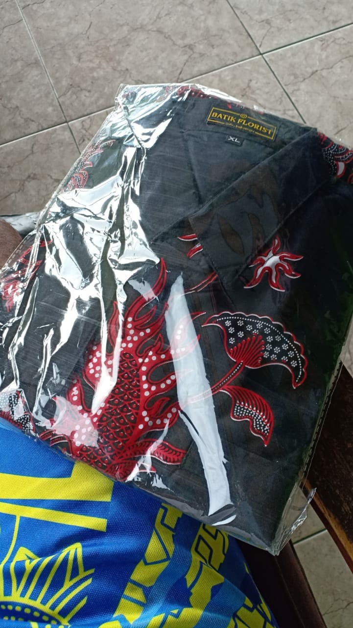 Batik Pria Naga Merah Pendek Size M - Xxl Batik Solo Asli Katun Sragenan Full Furing