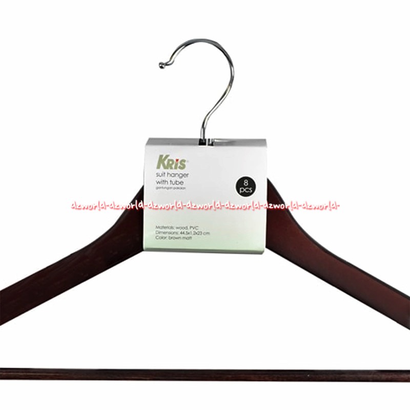 Kris Wood Hanger 8pcs Alat Tempat Gantungan Baju Pakaian Bahan Kayu Woody Coklat