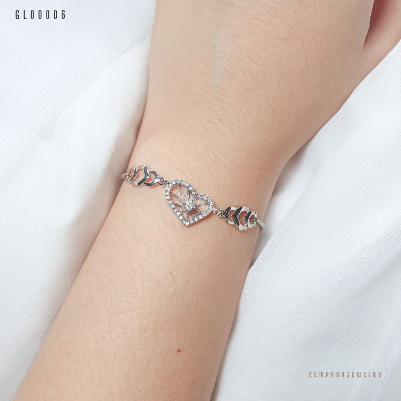 Gelang Dewasa Love Perak Silver 925 bentuk Hati