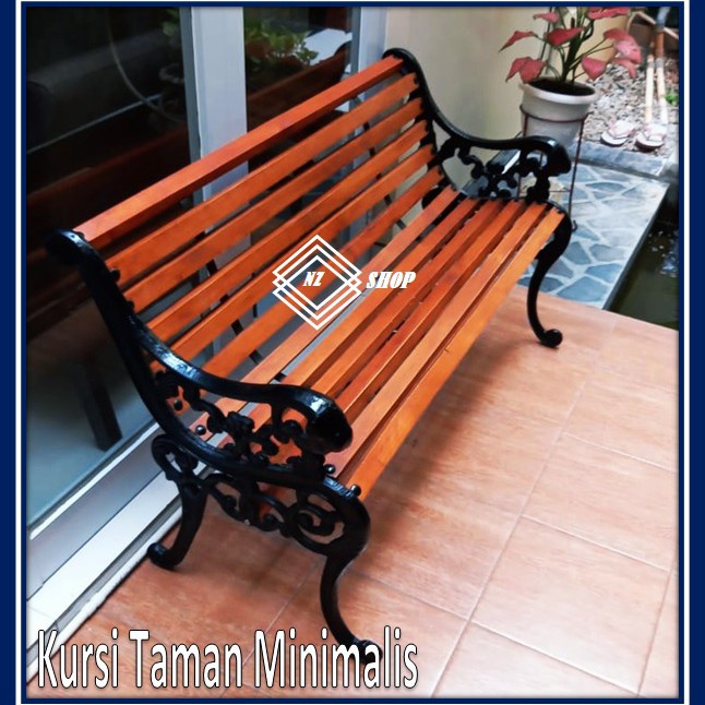 Kursi Kayu - Kursi Taman Minimalis Hitam Coklat Kayu
