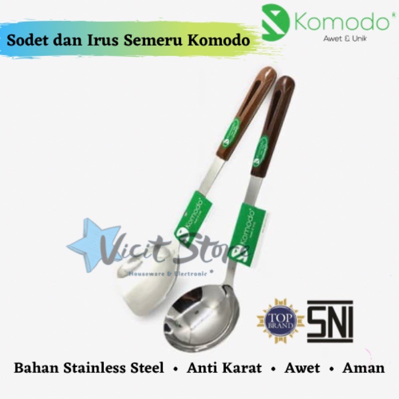 Sodet Irus Stainless Komodo Motif Kayu Semeru ( Harga 1pcs )