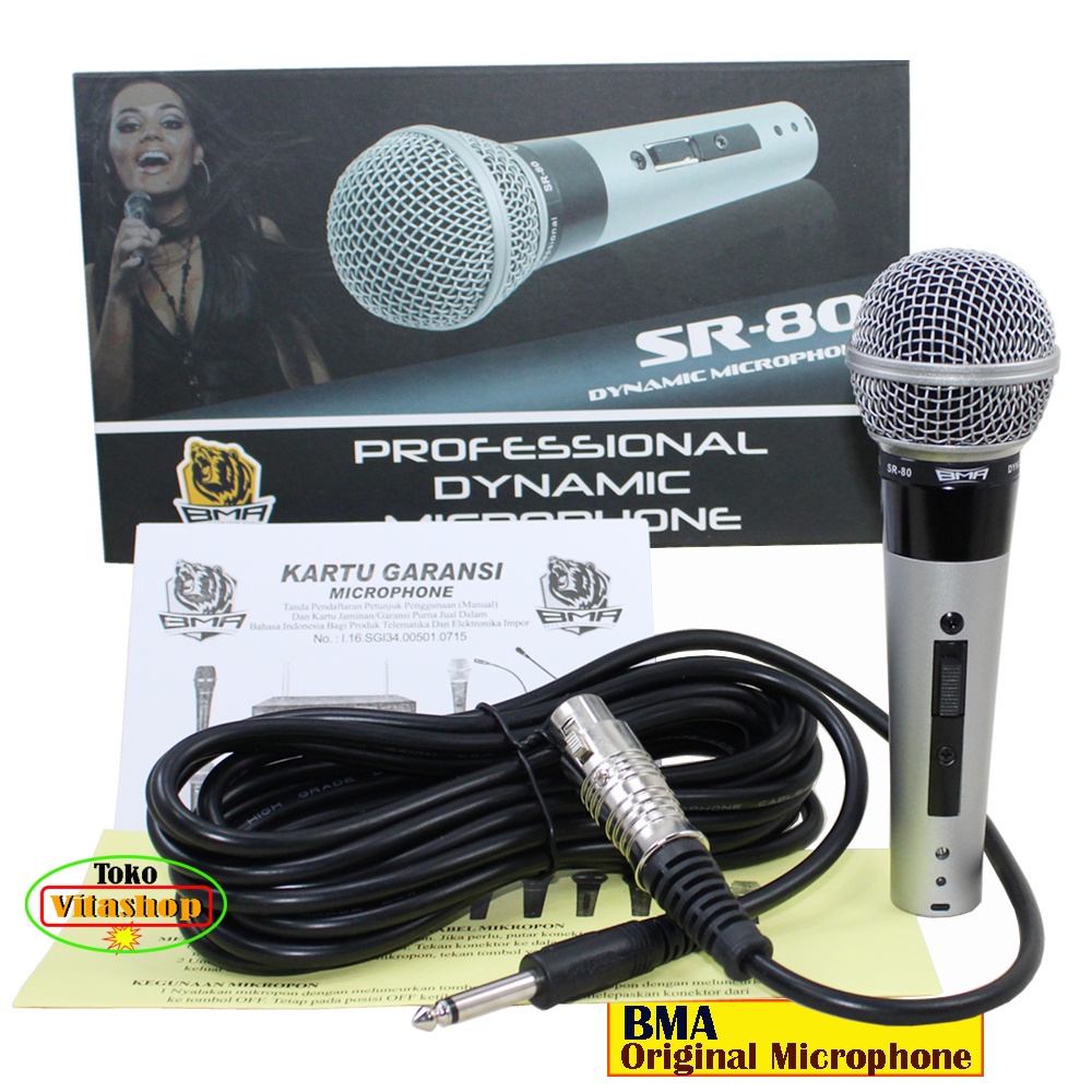 MICROPHONE BMA SR-80 MIC KABEL SUARA EMPUK MIK ASLI MIKROFON BERGARANSI