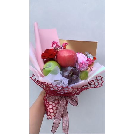 

bouquet buahan (buah segar,aman tidak rusak dan bersih) free gift card