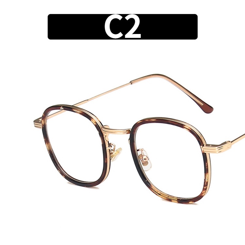 (YUZHU) COD Fashion Korea Anti Blue Light Tortoiseshell Square Frame Kacamata Wanita Yang Dapat Diganti