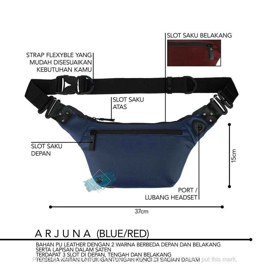 Tas Bahu Kualitas Premium ARJUNES Waistbag Pria / Wanita Tersedia 5 Varian Warna 2 Sisi Bolak Balik