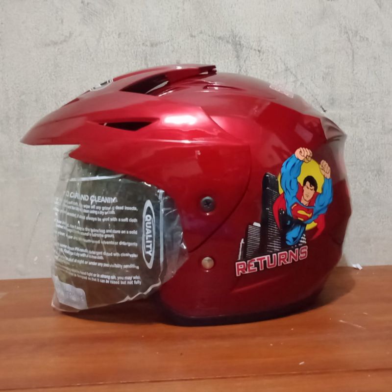 HELM ANAK KARAKTER SNI HELM MOTOR ANAK LITTLE PONY CAR TAYO SYDERMAN SUPERMAN BATMAN FROZEN HELLO