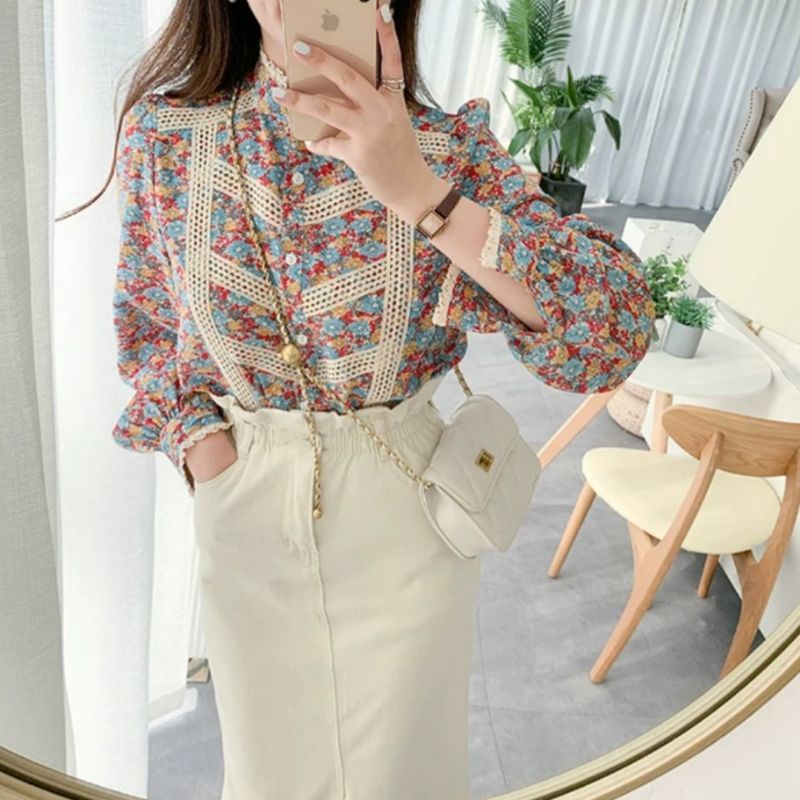 MDLV ~ 2081 ERNESTA FLORAL SHIRT BLOUSE KOREA TERBARU ATASAN IMPORT BLOUSE PREMIUM FASHION IMPORT