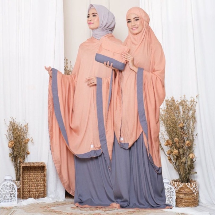 Mukena Baneska New Salwa 2IN1 Dark Grey - Salem