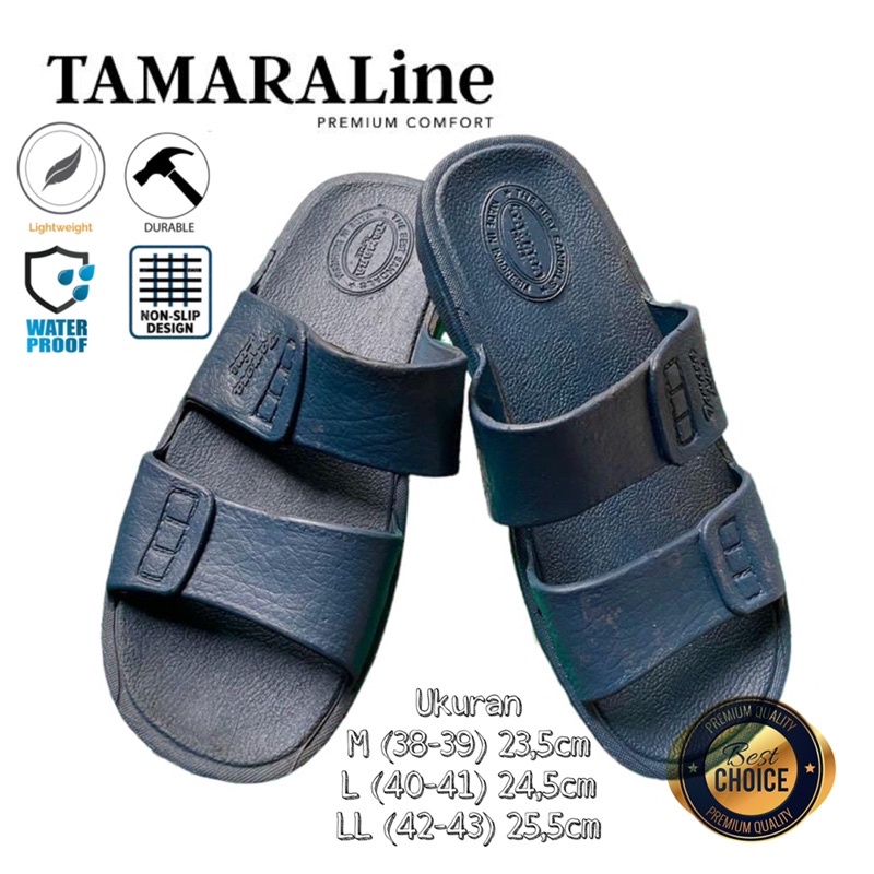 Sandal Selop Slide Slip on Karet Pria Dewasa / Remaja - TAMARALINE 109 / Bahan Premium Lentur Empuk Ringan Kuat Anti Slip Anti Air Model Sandal Casual Santai Rumah Hotel Outdoor Kamar Mandi Murah Original