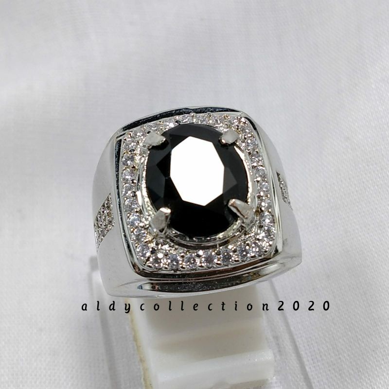Batu Cincin Black Onix asli Natural Siap Pakai