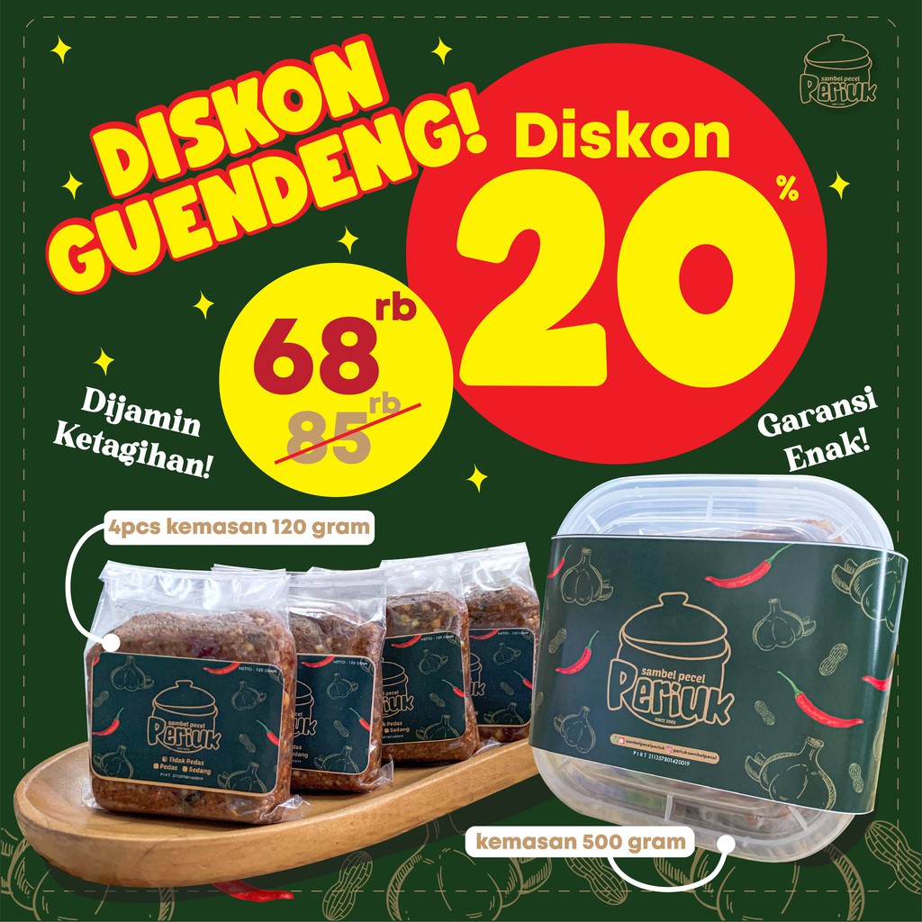 

DISKON GUENDENG 20% SAMBEL BUMBU PECEL PERIUK